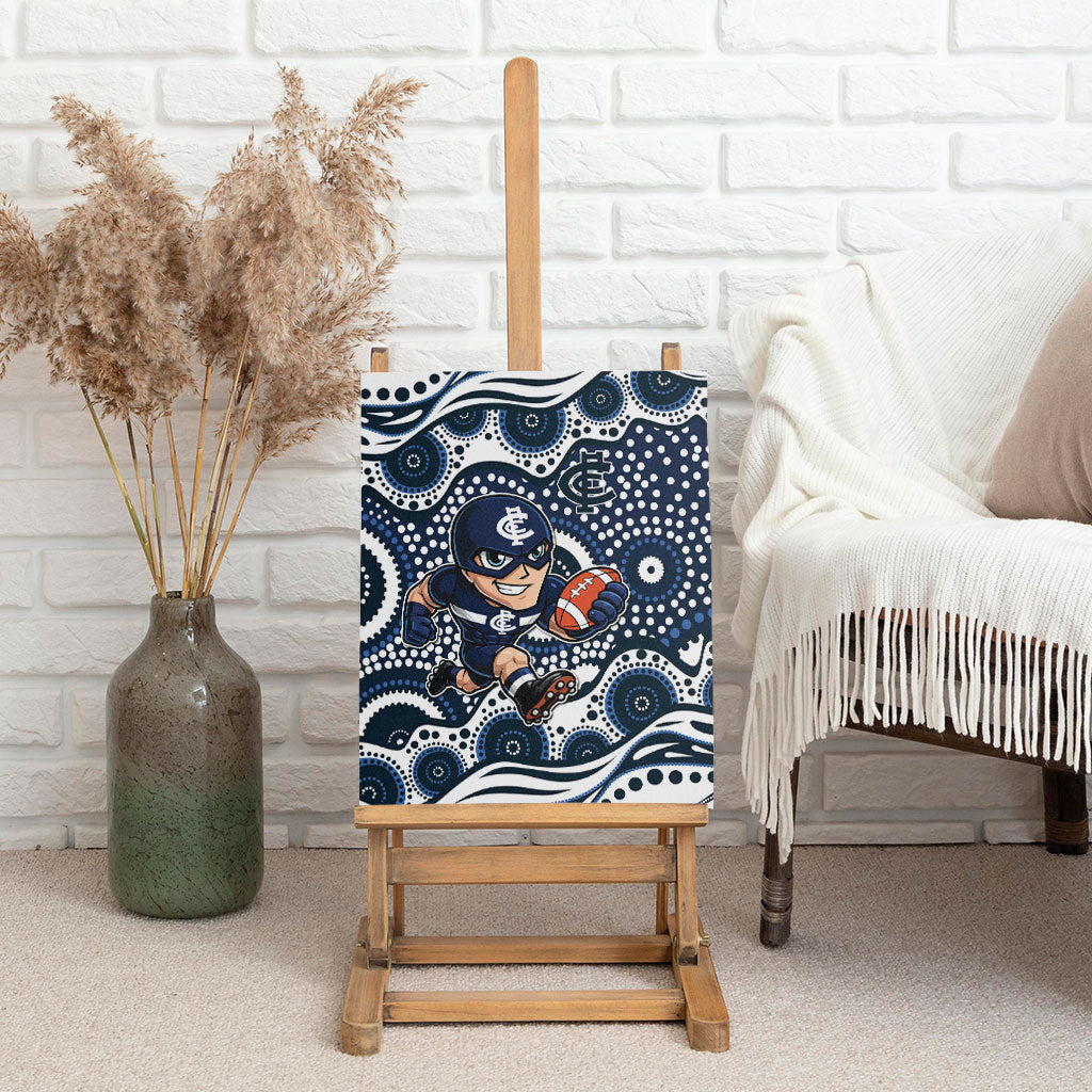 Carlton Blues Canvas Wall Art Aboriginal Dot Pattern - Football Mascot Heritage Pride