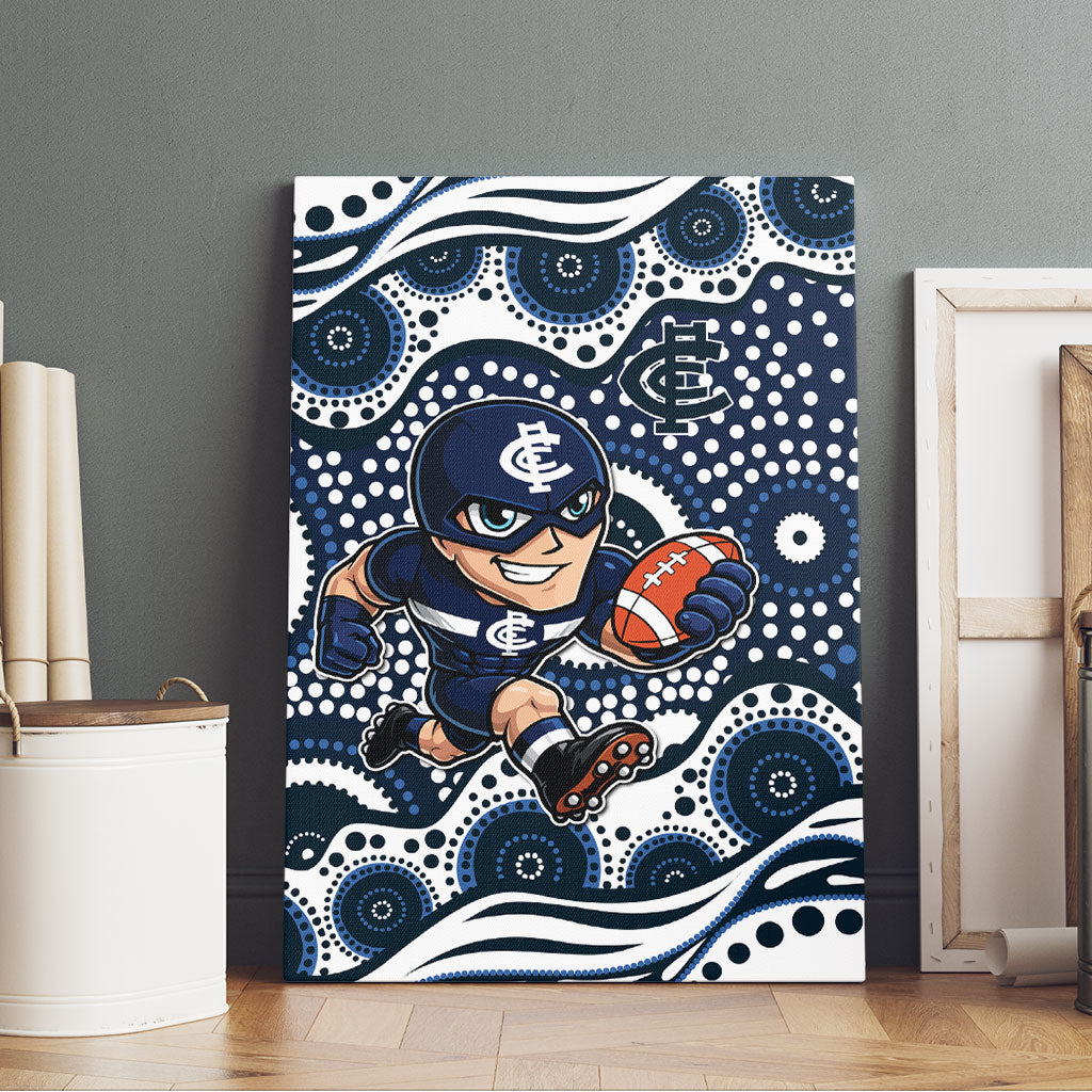 Carlton Blues Canvas Wall Art Aboriginal Dot Pattern - Football Mascot Heritage Pride