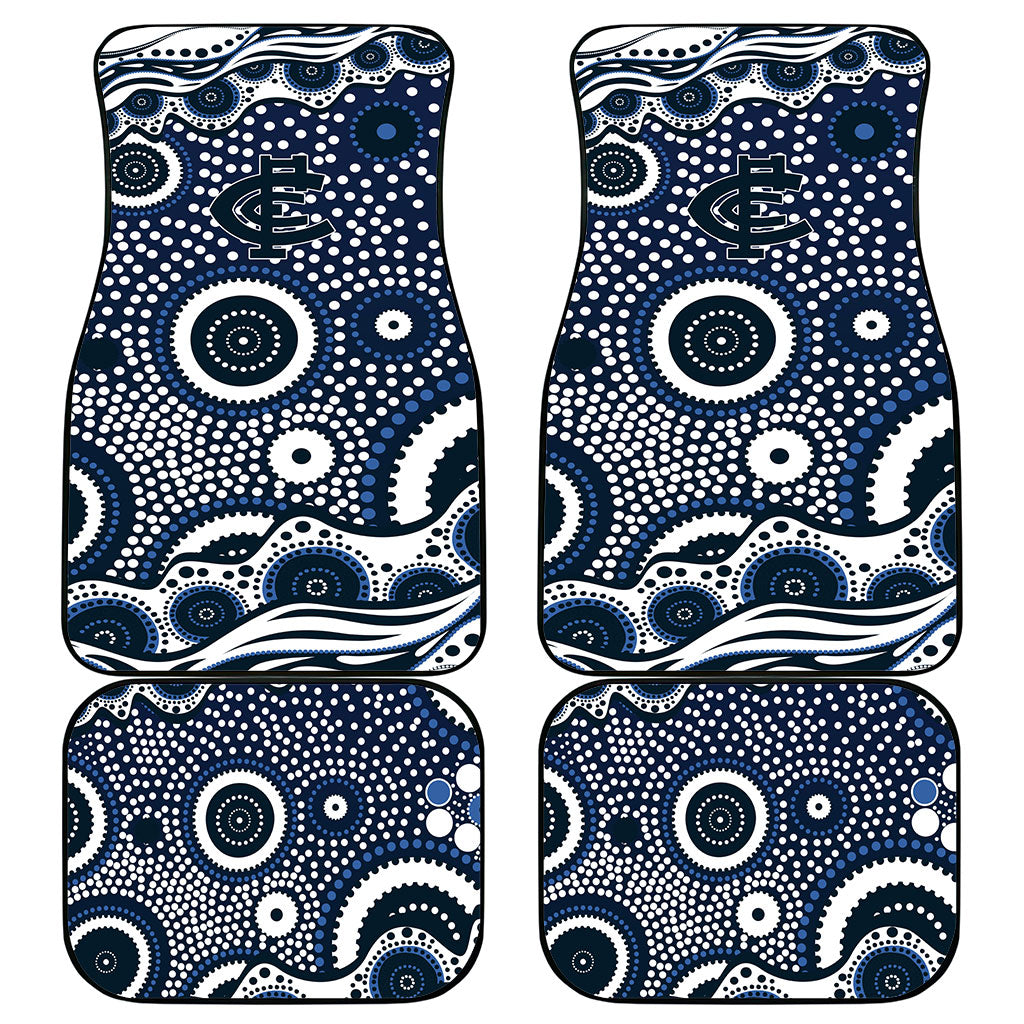 Carlton Blues Car Mats Aboriginal Dot Pattern - Football Mascot Heritage Pride