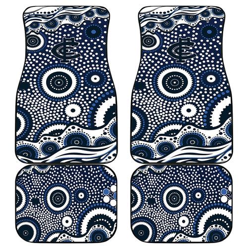 Carlton Blues Car Mats Aboriginal Dot Pattern - Football Mascot Heritage Pride