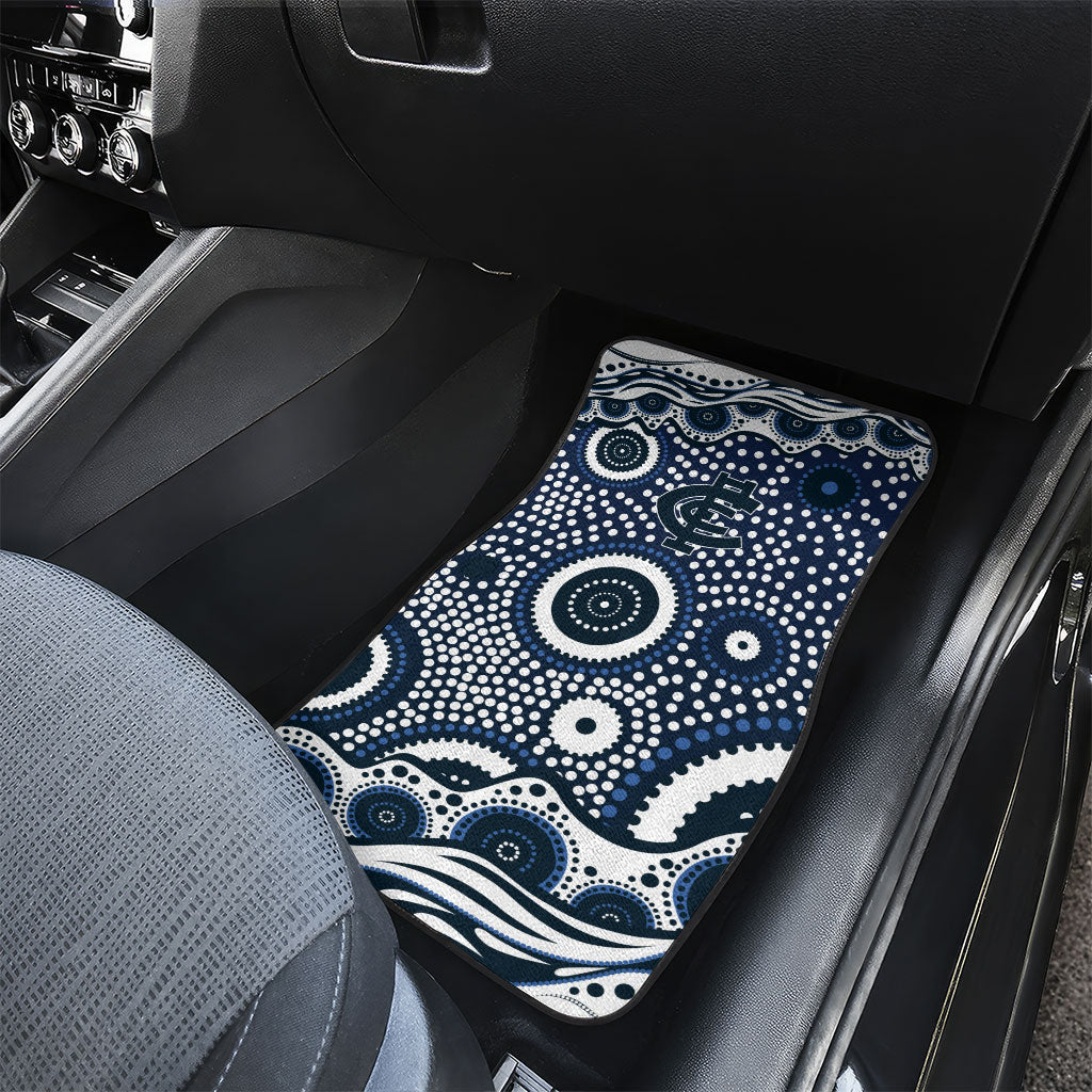 Carlton Blues Car Mats Aboriginal Dot Pattern - Football Mascot Heritage Pride
