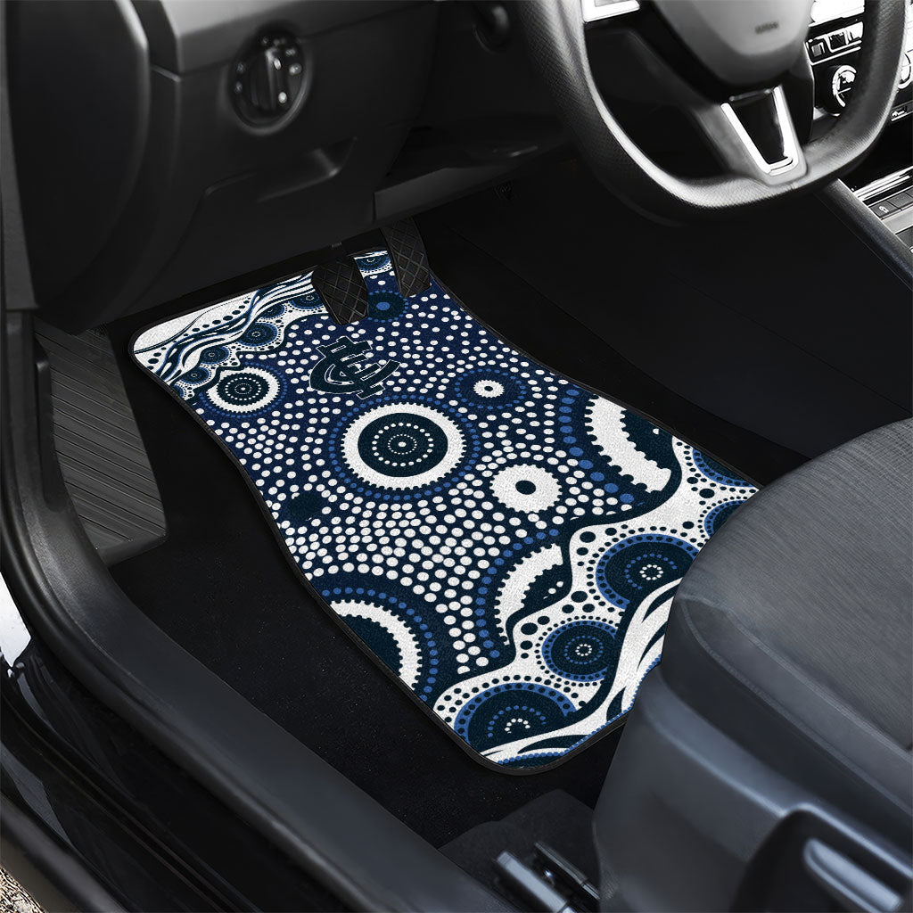 Carlton Blues Car Mats Aboriginal Dot Pattern - Football Mascot Heritage Pride