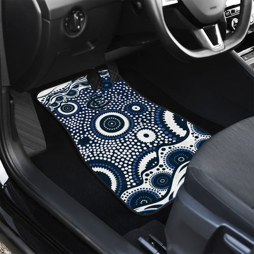 Carlton Blues Car Mats Aboriginal Dot Pattern - Football Mascot Heritage Pride