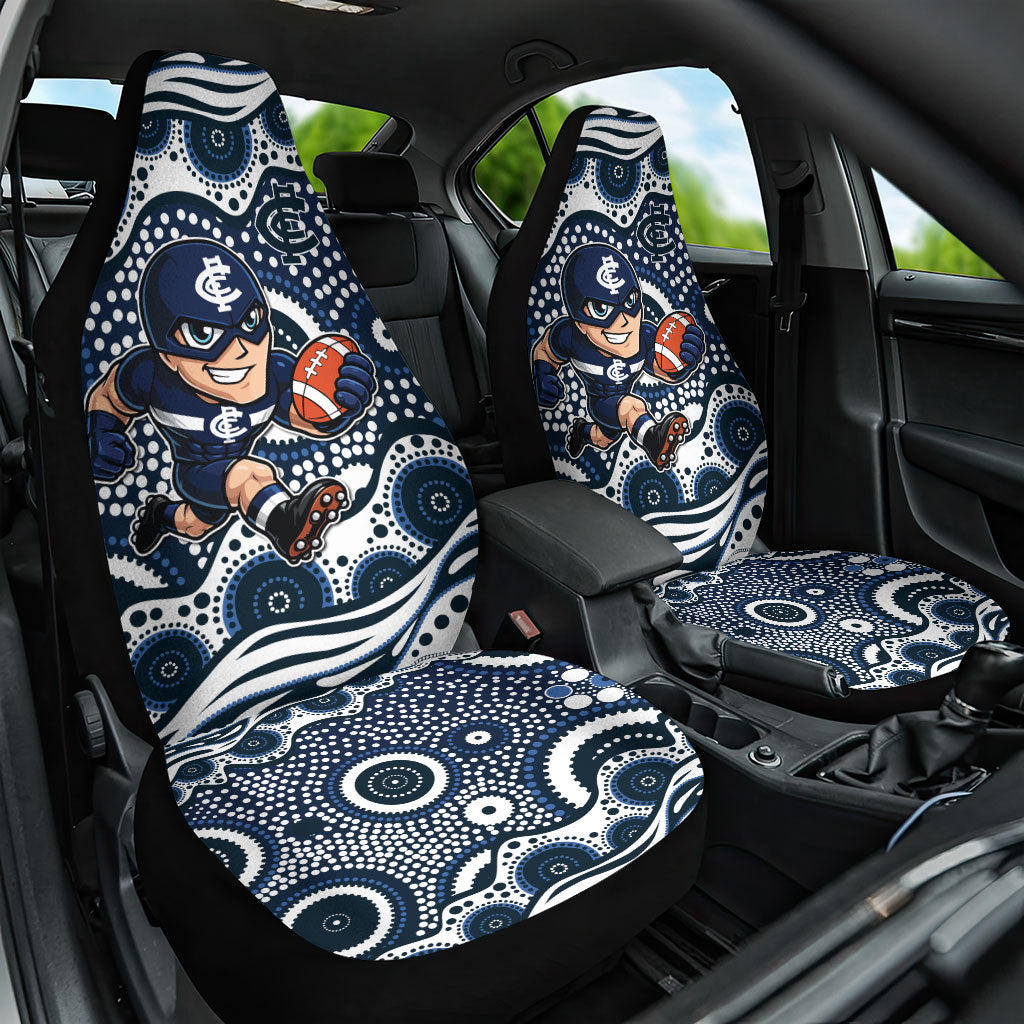 Carlton Blues Car Seat Cover Aboriginal Dot Pattern - Football Mascot Heritage Pride