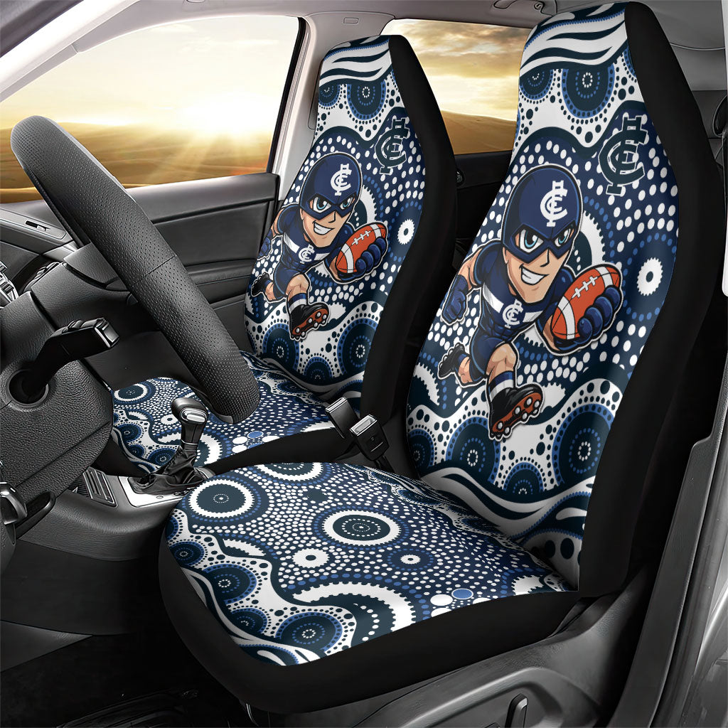 Carlton Blues Car Seat Cover Aboriginal Dot Pattern - Football Mascot Heritage Pride