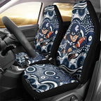 Carlton Blues Car Seat Cover Aboriginal Dot Pattern - Football Mascot Heritage Pride