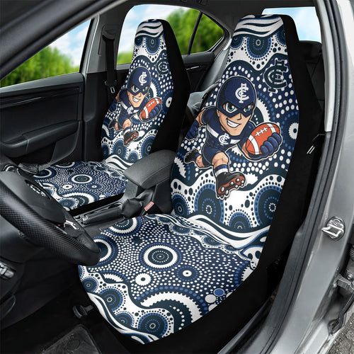 Carlton Blues Car Seat Cover Aboriginal Dot Pattern - Football Mascot Heritage Pride