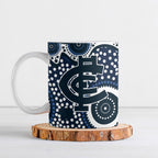 Carlton Blues Ceramic Mug Aboriginal Dot Pattern - Football Mascot Heritage Pride