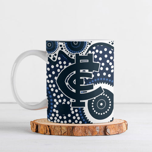 Carlton Blues Ceramic Mug Aboriginal Dot Pattern - Football Mascot Heritage Pride