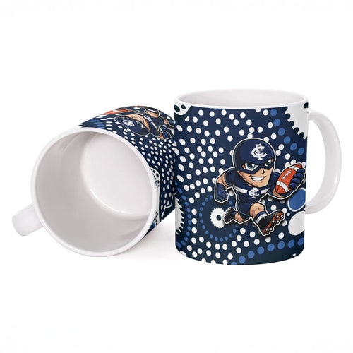 Carlton Blues Ceramic Mug Aboriginal Dot Pattern - Football Mascot Heritage Pride