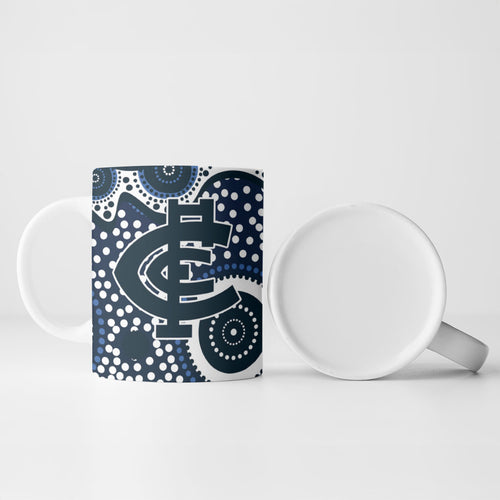 Carlton Blues Ceramic Mug Aboriginal Dot Pattern - Football Mascot Heritage Pride