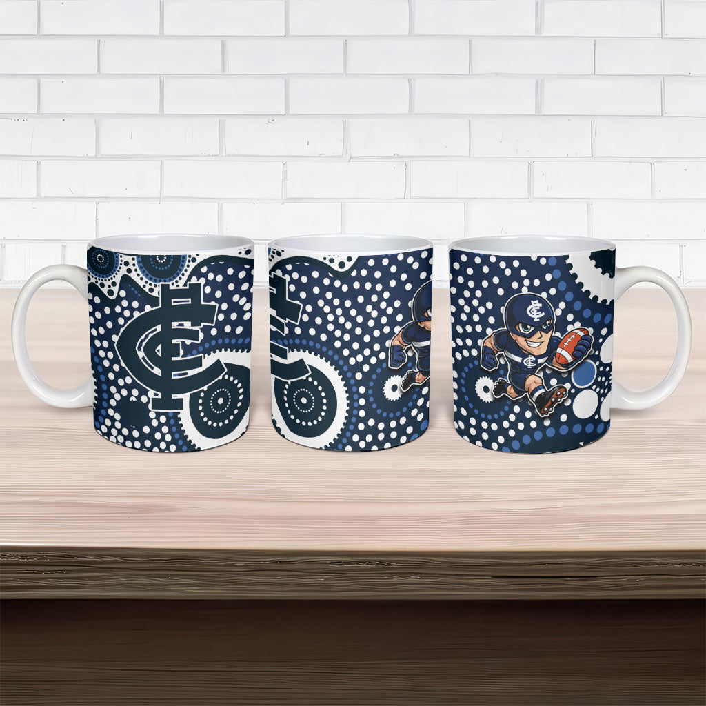 Carlton Blues Ceramic Mug Aboriginal Dot Pattern - Football Mascot Heritage Pride