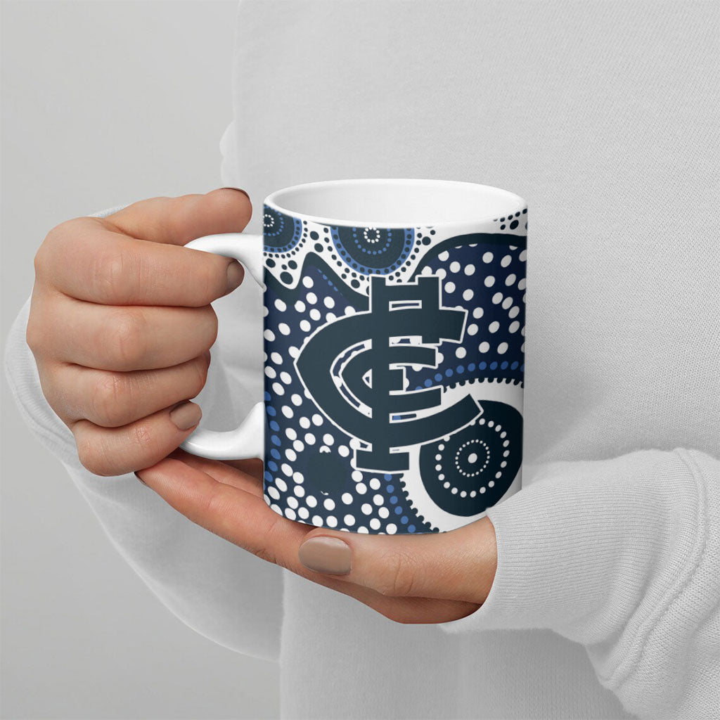 Carlton Blues Ceramic Mug Aboriginal Dot Pattern - Football Mascot Heritage Pride
