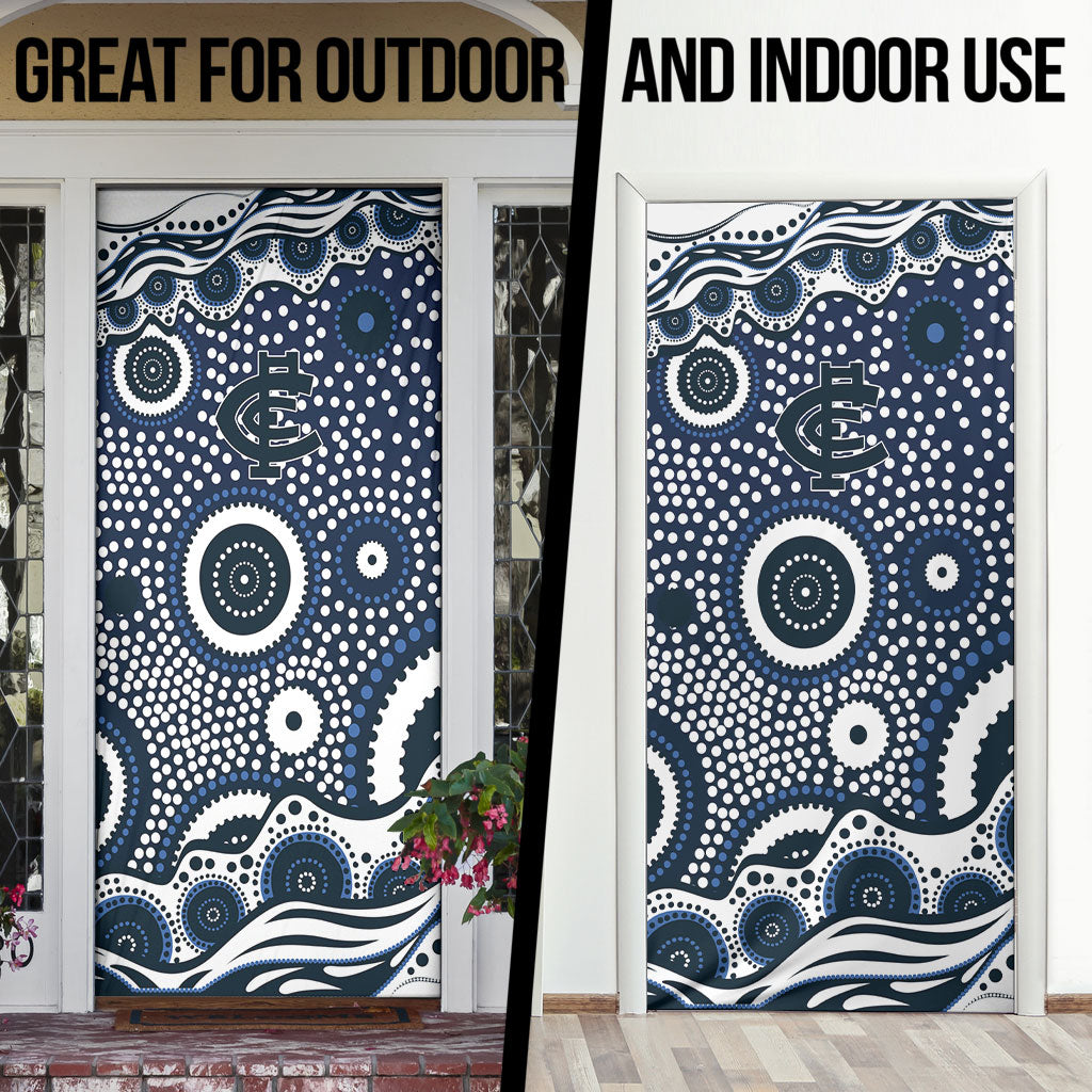 Carlton Blues Door Cover Aboriginal Dot Pattern - Football Mascot Heritage Pride
