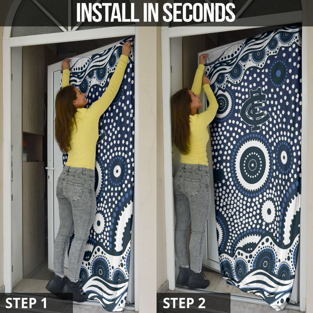Carlton Blues Door Cover Aboriginal Dot Pattern - Football Mascot Heritage Pride