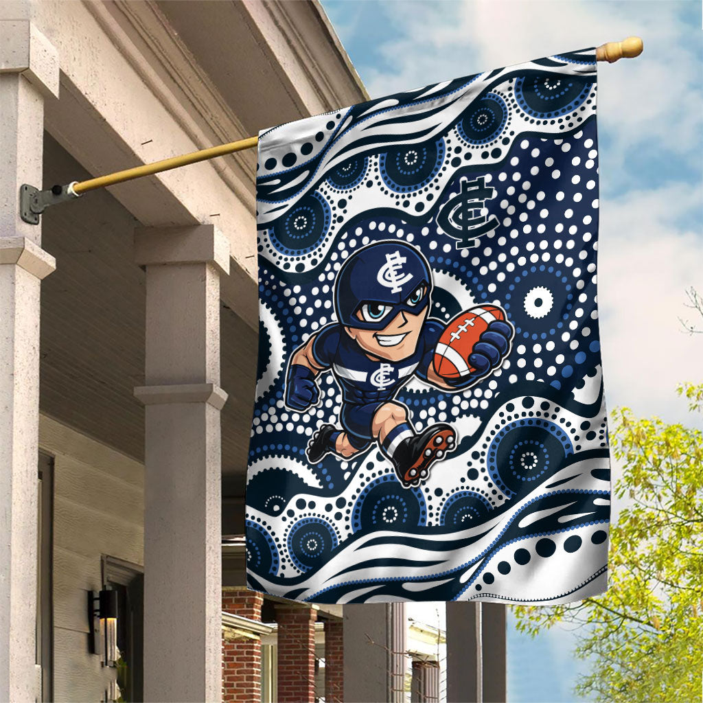 Carlton Blues Garden Flag Aboriginal Dot Pattern - Football Mascot Heritage Pride