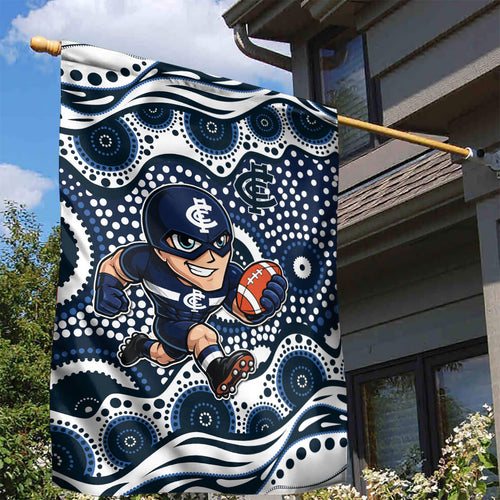 Carlton Blues Garden Flag Aboriginal Dot Pattern - Football Mascot Heritage Pride