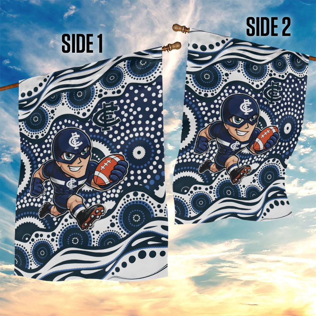 Carlton Blues Garden Flag Aboriginal Dot Pattern - Football Mascot Heritage Pride