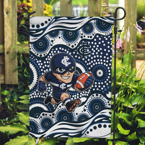 Carlton Blues Garden Flag Aboriginal Dot Pattern - Football Mascot Heritage Pride