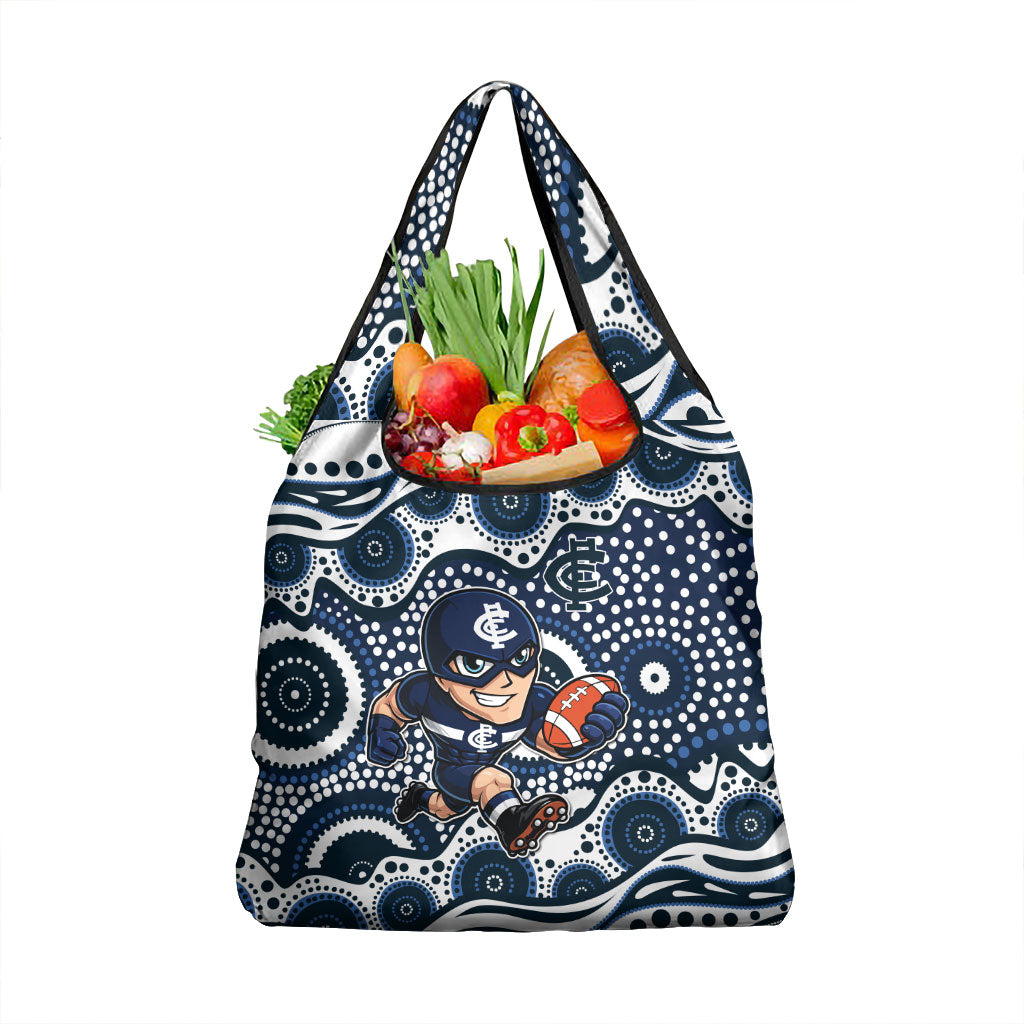 Carlton Blues Grocery Bag Aboriginal Dot Pattern - Football Mascot Heritage Pride