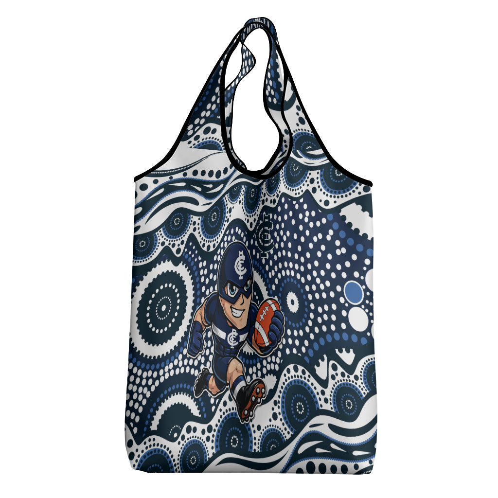 Carlton Blues Grocery Bag Aboriginal Dot Pattern - Football Mascot Heritage Pride