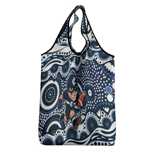 Carlton Blues Grocery Bag Aboriginal Dot Pattern - Football Mascot Heritage Pride