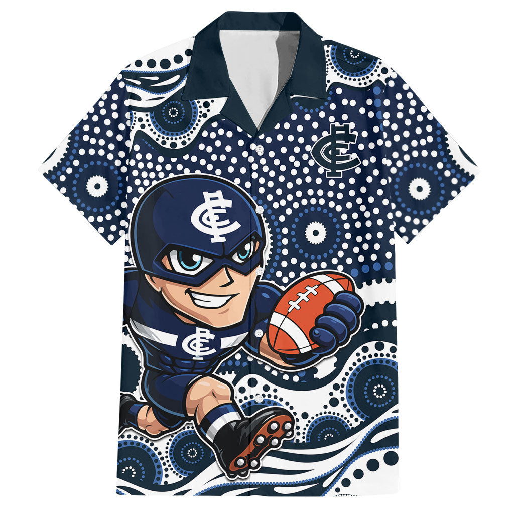 Carlton Blues Hawaiian Shirt Aboriginal Dot Pattern - Football Mascot Heritage Pride