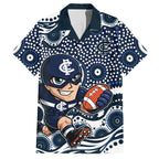 Carlton Blues Hawaiian Shirt Aboriginal Dot Pattern - Football Mascot Heritage Pride