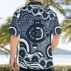 Carlton Blues Hawaiian Shirt Aboriginal Dot Pattern - Football Mascot Heritage Pride