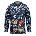 Carlton Blues Hockey Jersey Aboriginal Dot Pattern - Football Mascot Heritage Pride