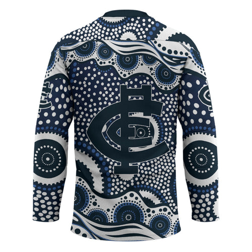 Carlton Blues Hockey Jersey Aboriginal Dot Pattern - Football Mascot Heritage Pride