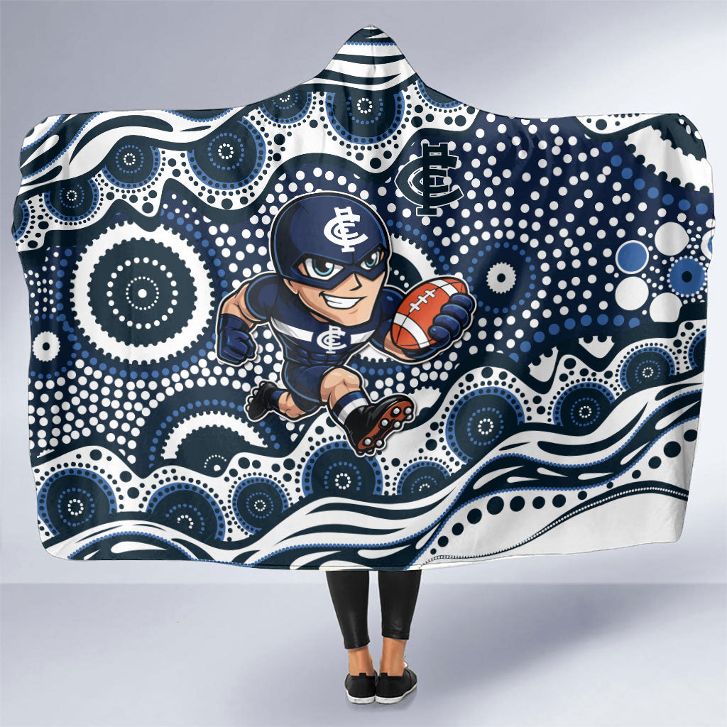 Carlton Blues Hooded Blanket Aboriginal Dot Pattern - Football Mascot Heritage Pride