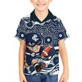 Carlton Blues Kid Hawaiian Shirt Aboriginal Dot Pattern - Football Mascot Heritage Pride