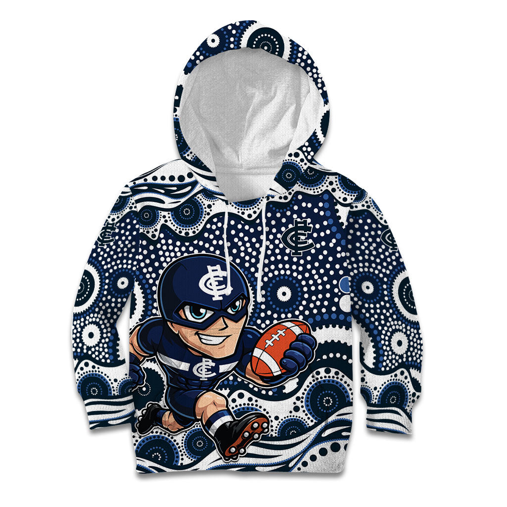 Carlton Blues Kid Hoodie Aboriginal Dot Pattern - Football Mascot Heritage Pride