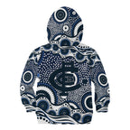 Carlton Blues Kid Hoodie Aboriginal Dot Pattern - Football Mascot Heritage Pride