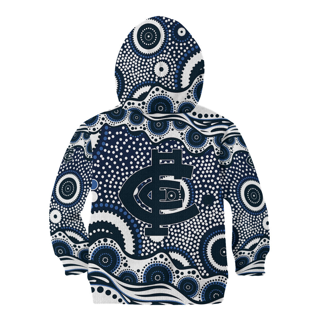 Carlton Blues Kid Hoodie Aboriginal Dot Pattern - Football Mascot Heritage Pride