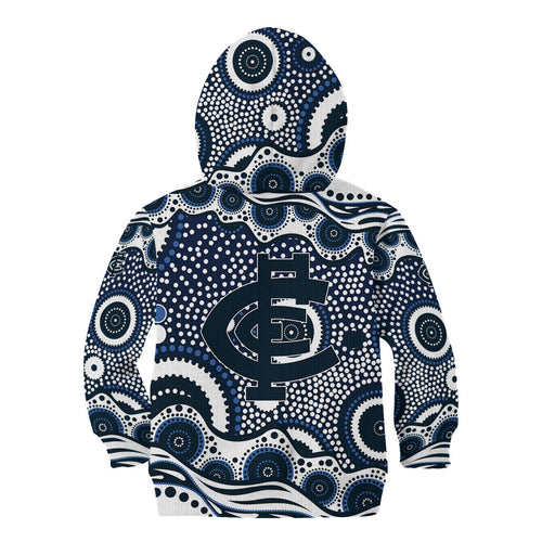 Carlton Blues Kid Hoodie Aboriginal Dot Pattern - Football Mascot Heritage Pride