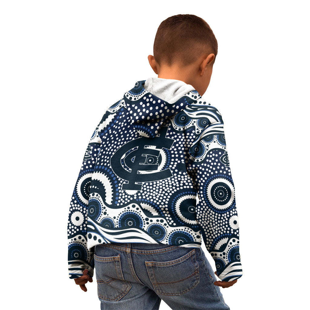 Carlton Blues Kid Hoodie Aboriginal Dot Pattern - Football Mascot Heritage Pride