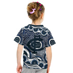 Carlton Blues Kid T Shirt Aboriginal Dot Pattern - Football Mascot Heritage Pride