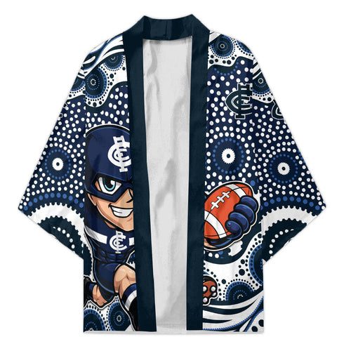 Carlton Blues Kimono Aboriginal Dot Pattern - Football Mascot Heritage Pride