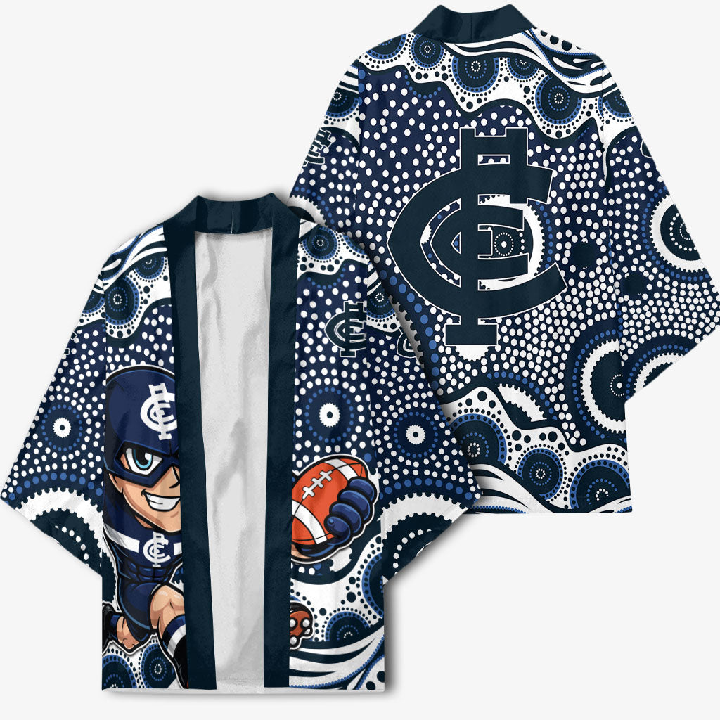 Carlton Blues Kimono Aboriginal Dot Pattern - Football Mascot Heritage Pride