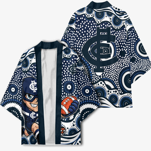 Carlton Blues Kimono Aboriginal Dot Pattern - Football Mascot Heritage Pride