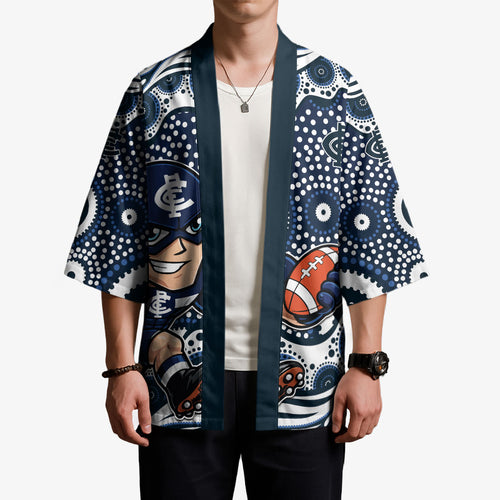 Carlton Blues Kimono Aboriginal Dot Pattern - Football Mascot Heritage Pride