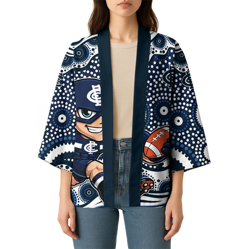 Carlton Blues Kimono Aboriginal Dot Pattern - Football Mascot Heritage Pride
