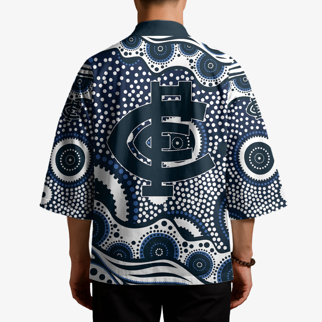 Carlton Blues Kimono Aboriginal Dot Pattern - Football Mascot Heritage Pride