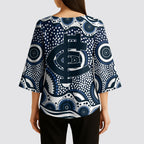 Carlton Blues Kimono Sleeve Blouse Aboriginal Dot Pattern - Football Mascot Heritage Pride