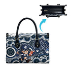 Carlton Blues Leather Bag Aboriginal Dot Pattern - Football Mascot Heritage Pride