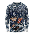 Carlton Blues Long Sleeve Shirt Aboriginal Dot Pattern - Football Mascot Heritage Pride