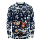 Carlton Blues Long Sleeve Shirt Aboriginal Dot Pattern - Football Mascot Heritage Pride