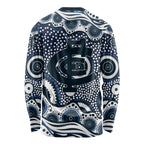 Carlton Blues Long Sleeve Shirt Aboriginal Dot Pattern - Football Mascot Heritage Pride